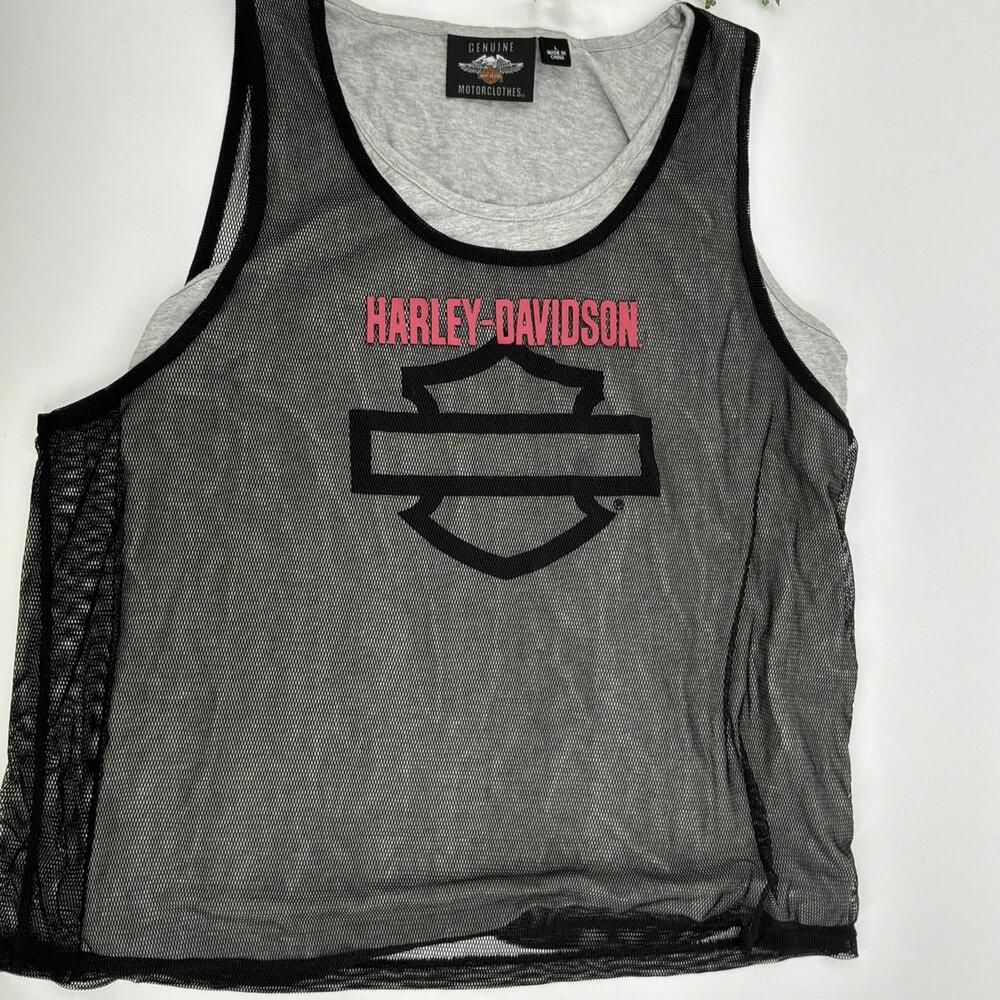 Harley Davidson Women’s Mesh Overlay Tank Top Pink Logo Size Large